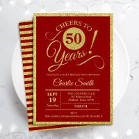 50e fête d'anniversaire - Gold Red ANY AGE