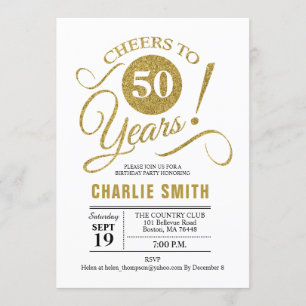 Invitation 50e fête d'anniversaire - Gold White