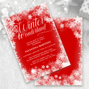 Invitation 50e fête d'anniversaire Hiver Wonderland Snowflake