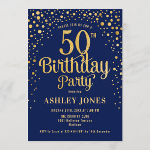 Invitation 50e fête d'anniversaire - Marine & Gold