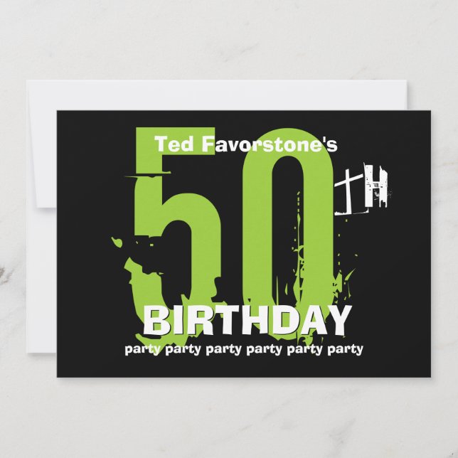 Invitation 50e fête d'anniversaire moderne Green and Black W1 (Devant)