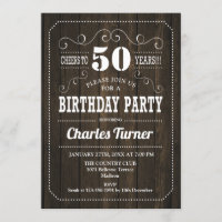 50e fête d'anniversaire - Motif en bois Brown