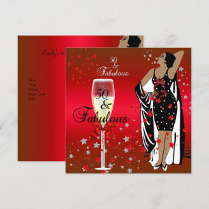 Invitation 50e fête d'anniversaire Retro Diva Art déco Rouge