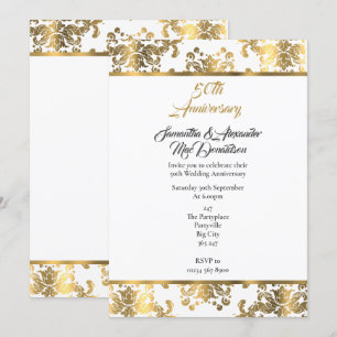 Invitation 50e mariage anniversaire des damas d'or