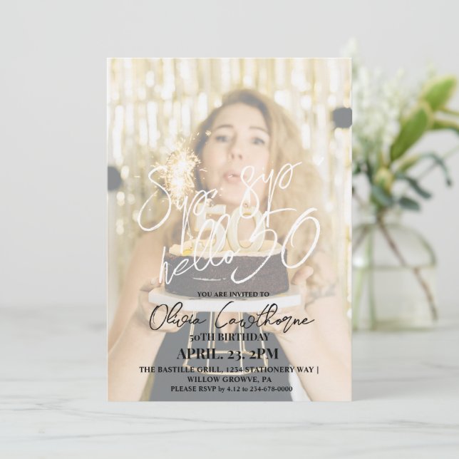 Invitation 50e photo moderne et élégant Anniversaire (Debout devant)