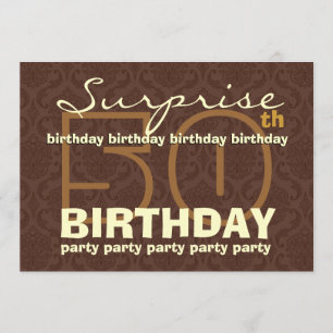 Invitation 50e SUPRISE Anniversaire Chocolat et Or W044A