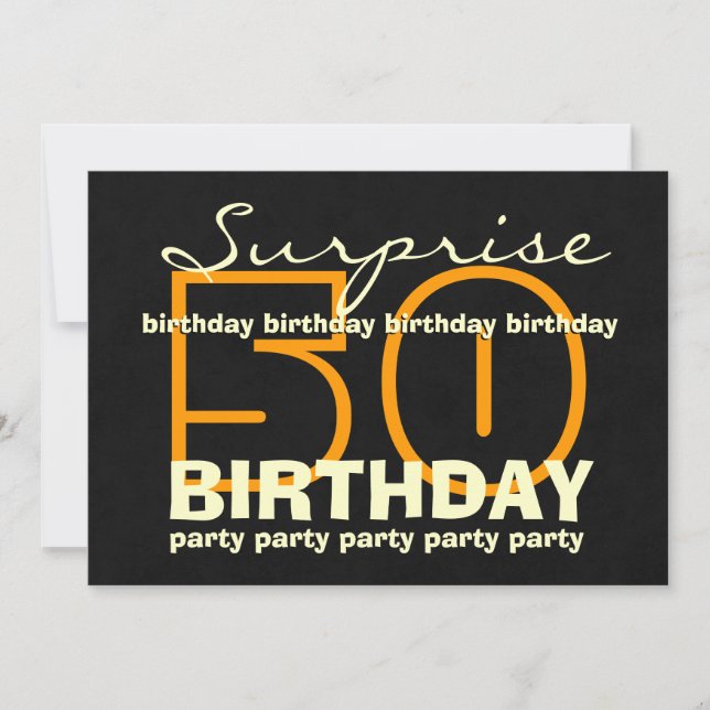 Invitation 50e SURPRISE Anniversaire Gold Black Crown Star V0 (Devant)