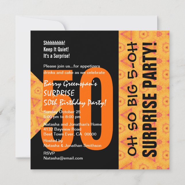 Invitation 50e surprise Diagonal Orange and Black V04 (Devant)