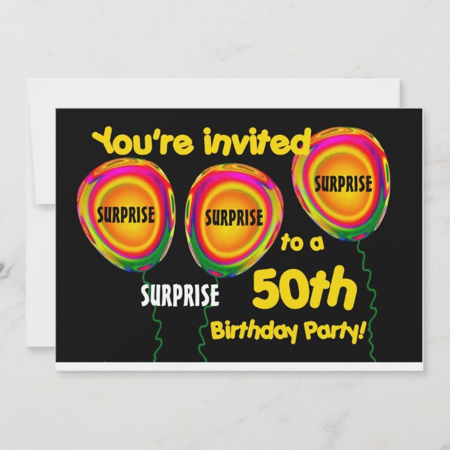 Invitation 50e SURPRISE Modèle d'invitation à la fête d'anniv (Devant)