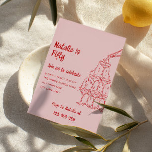 Invitation 50e Tour de Champagne tirée à la main Cinquante An