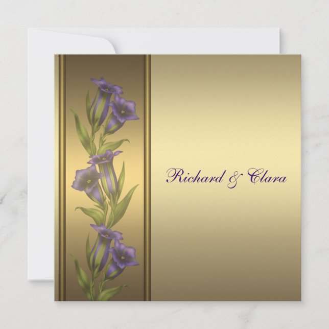 Invitation 50e violettes violettes d'anniversaire de mariage (Devant)