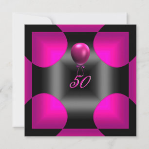Invitation 50ème Anniversaire 50 Abstrait Rose 3 Ballon