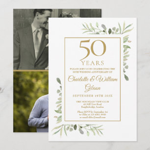 Invitation 50ème Anniversaire de Mariage d'or Verdure 2 Photo