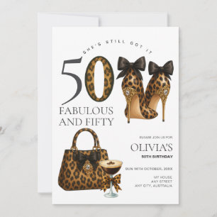 Invitation 50ème Empreinte de léopard tendance Fabuleux et 50