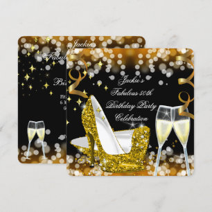 Invitation 50ème Fabuleux Parties scintillant d'or talons hau