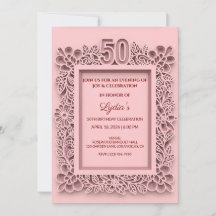 50th Birthday Elegant Floral Papercut Style