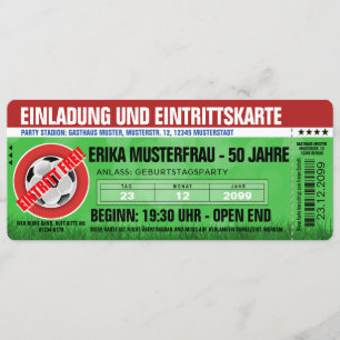 Invitation 50th birthday template soccer red-green
