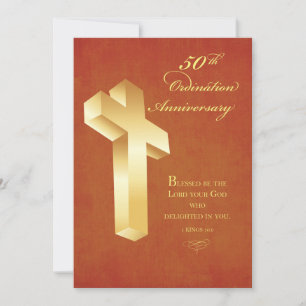 Invitation 50th Ordination Anniversary Gold Cross