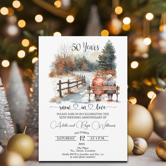 Invitation 50th Wedding Anniversary Winter Landscape Romantic (Créateur téléchargé)