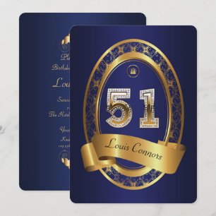 Invitation 51e anniversaire, homme de fête, couleur élégante