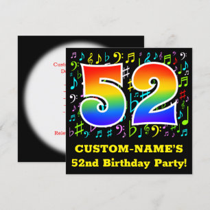 Invitation 52e fête d'anniversaire : Symboles de musique amus