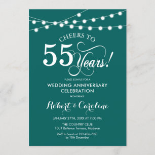 Invitation 55 ans de mariage - Vert émeraude