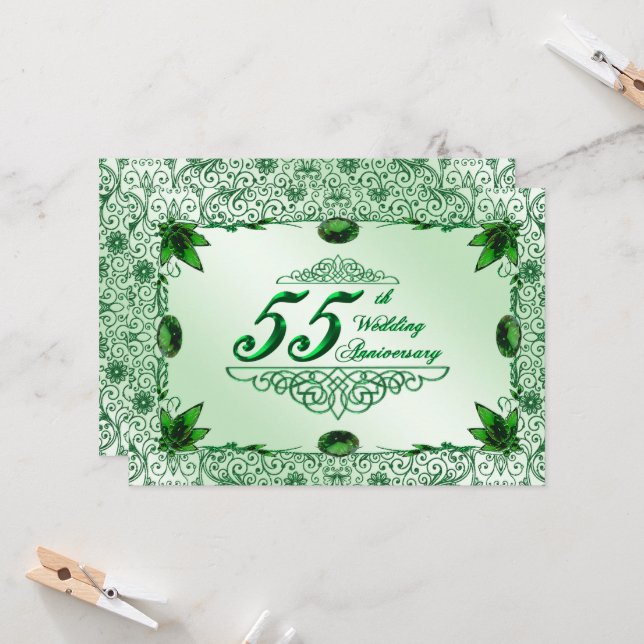 Invitation 55e anniversaire de mariage élégant 5x7 (Devant/Arrière en situation)