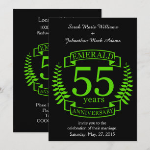 Invitation 55e ANNIVERSAIRE DE MARIAGE ÉMERAUDE