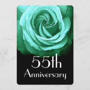 Invitation 55e anniversaire de mariage Rose verte émeraude A0