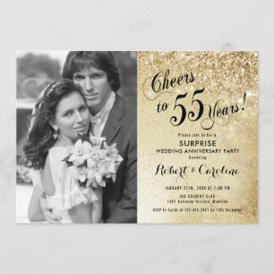Invitation 55e anniversaire de surprise avec photo - Or