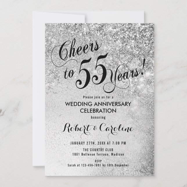 Invitation 55e anniversaire du Mariage Argent (Devant)