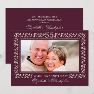 Invitation 55e anniversaire du Mariage de la Plum bronze phot