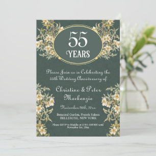 Invitation 55e anniversaire du Mariage émeraude Floral riche