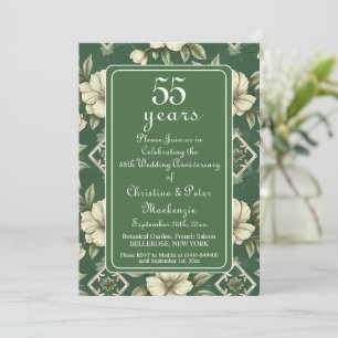 Invitation 55e anniversaire du Mariage floral d'ivoire d'émer
