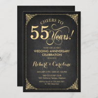 55e anniversaire du Mariage - Gold Chalkboard