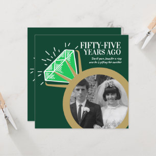 Invitation 55e anniversaire fête émeraude bague or deux photo