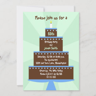 Invitation 55e anniversaire fêter l'invitation gâteau sur ver