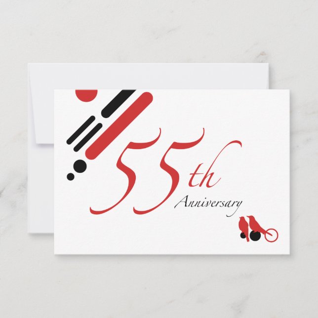 Invitation 55e anniversaire (oiseaux mod) (Devant)