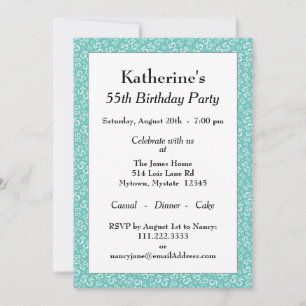 Invitation 55e fête d'anniversaire, Turquoise/Motif numérique