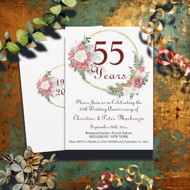Invitation 55e Mariage Emerald Anniversaire Rose Gold Frame (Créateur téléchargé)