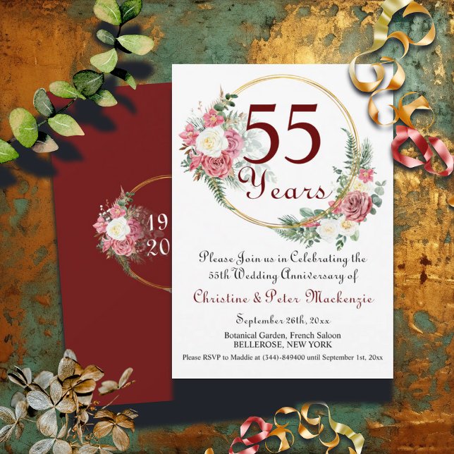 Invitation 55e Mariage Emerald Anniversaire Rose Gold Frame (Créateur téléchargé)