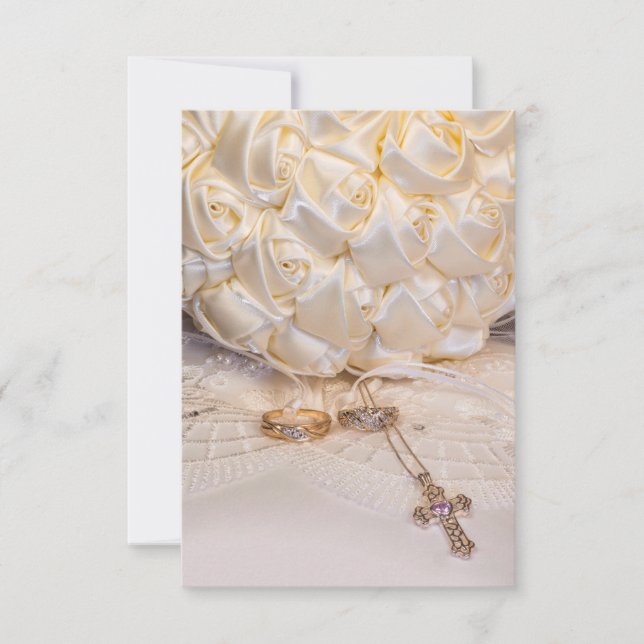 Invitation 5807-Bouquet avec Anneaux et Croix (Devant)
