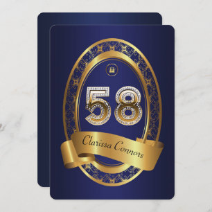 Invitation 58e anniversaire, homme de fête, couleur élégante