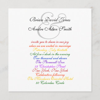 Invitation 5,25 po2 Gay Mariage Rainbow LGBT Pride de base