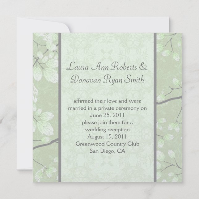 Invitation 5,25x5,25 Branches Abstraites de Feuilles gris cit (Devant)