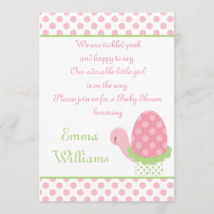 Invitation 5" de baby shower de tortue de pied x