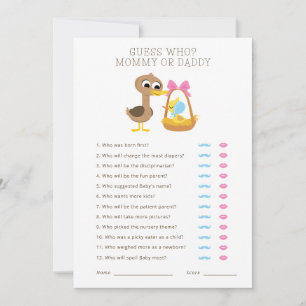 Invitation 5 Petits Canards Devine qui est Maman ou Papa ?