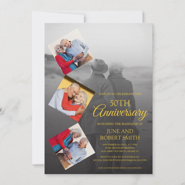 Invitation 5 photo 50e anniversaire de mariage d'or (Devant)