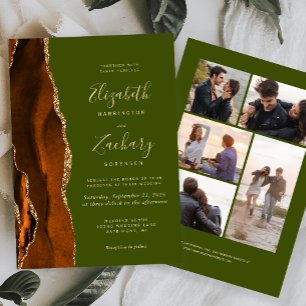 Invitation 5 Photo Burnt Orange Agate Olive Green Mariage