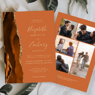 Invitation 5 Photo Burnt Orange Or Agate Tan Mariage